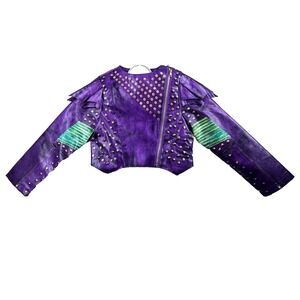 Disney Mal Descendants‎ Purple Studded Faux Leather Jacket Kids 7/8 Costume Coat